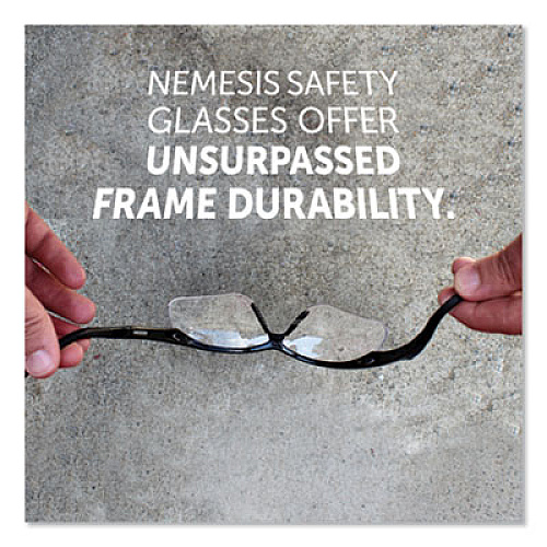 KleenGuard Nemesis Safety Glasses, Black Half Frame, Clear Dual Lens (25676)
