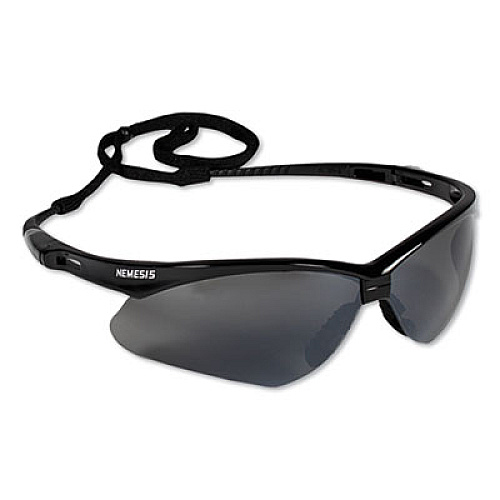 KleenGuard V30 Nemesis Safety Glasses, Black Half Frame, Mirrored Smoke Dual Lens (25688)