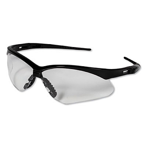 KleenGuard Nemesis Safety Glasses, Black Half Frame, Clear Dual Lens (25676)
