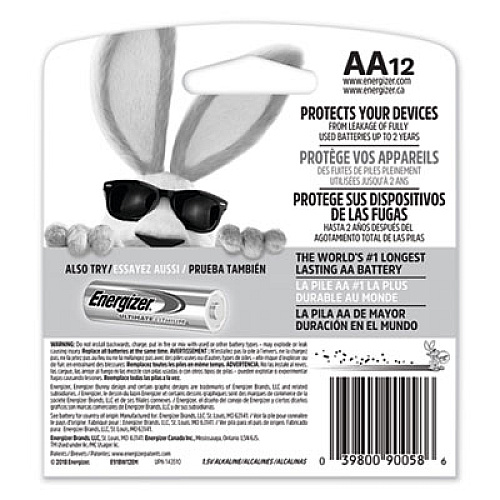 Energizer MAX Alkaline AA Batteries, 1.5 V, 12/Pack (E91BW12EM)