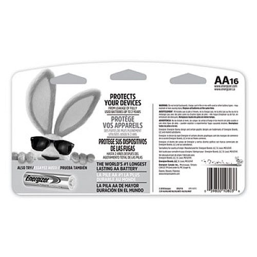 Energizer MAX Alkaline AA Batteries, 1.5 V, 16/Pack (E91LP16)