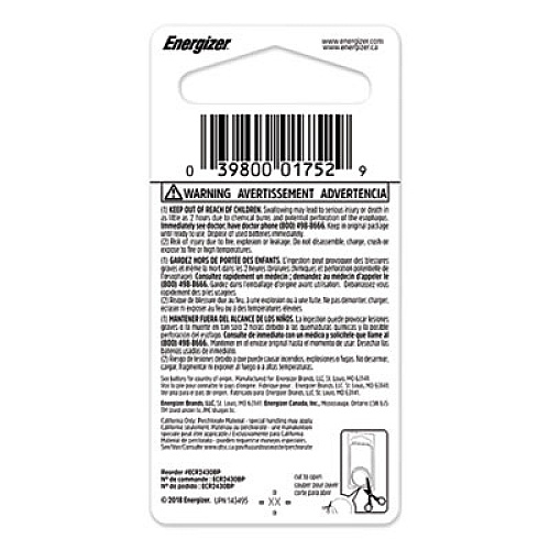 Energizer 2430 Lithium Coin Battery, 3 V (ECR2430BP)