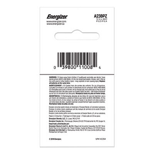 Energizer A23BPZ Alkaline Battery, 12 V