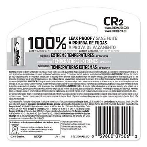 Energizer CR2 Lithium Photo Battery, 3 V (EL1CR2BP)
