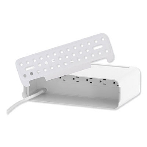 Kantek Cable Management Power Hub and Stand with USB Charging Ports, 5 Outlets, 3 USB, 6.5 ft Cord, 11.75 x 6.6 x 3.5, White (CM1100)