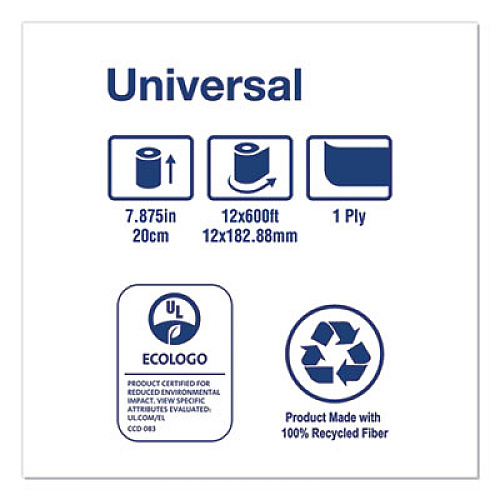 Tork Universal Hand Towel Roll, 7.88" x 600 ft, White, 12 Rolls/Carton (RB6002)