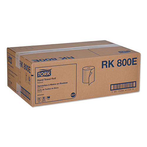 Tork Universal Hardwound Roll Towel, 1-Ply, 7.88" x 800 ft, Natural, 6/Carton (RK800E)