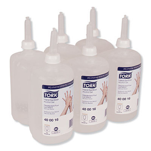 Tork Premium Alcohol Gel Hand Sanitizer, 1 L Bottle, Light Scent, 6/Carton (400016)