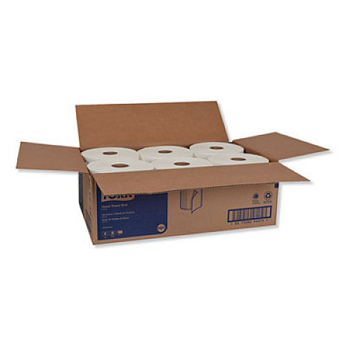 Tork HARDWOUND ROLL TOWEL, 8" X 1000 FT, WHITE, 6 ROLLS/CARTON (214404)