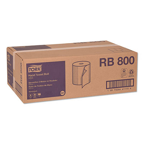 Tork Advanced Hardwound Roll Towel, 1-Ply, 7.88" x 800 ft, White, 6 Rolls/Carton (RB800)