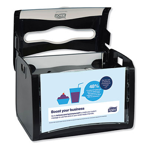 Tork Xpressnap Tabletop Napkin Dispenser, 7.9 x 5.9 x 6.1, Black (6232000)