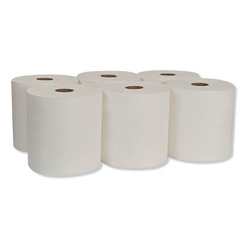 Tork HARDWOUND ROLL TOWEL, 8" X 1000 FT, WHITE, 6 ROLLS/CARTON (214404)