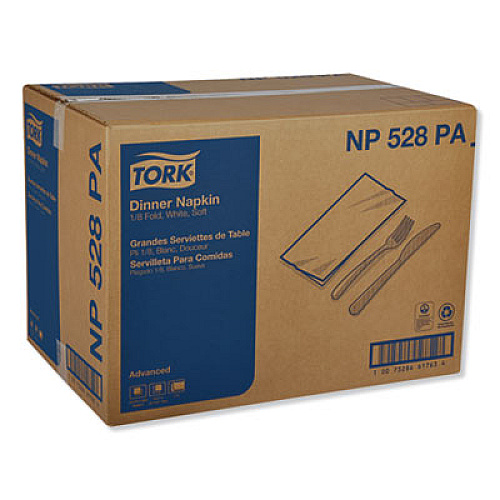 Tork Advanced Dinner Napkins, 2-Ply, 15 x 17, 1/8 Fold, White, 100/PK, 28 PK/CT (NP528PA)