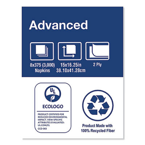 Tork Advanced Dinner Napkins, 2-Ply, 15 x 16.25, 1/8 Fold, White, 375/Packs, 8 Packs/Carton (NP310A)