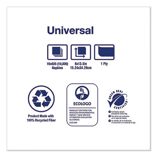 Tork Universal Tall Fold Dispenser Napkins, 1-Ply, 6 x 13.5, Natural, 625/PK, 16PK/CT (D3056B)