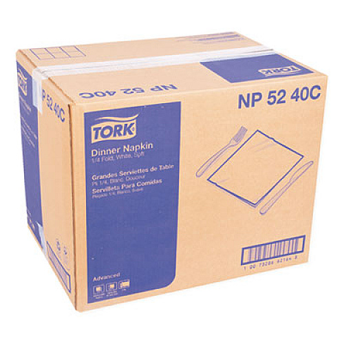 Tork Advanced Dinner Napkins, 2-Ply, 15 x 16.25, White, 375/Pack, 8 Packs/Carton (NP5240C)
