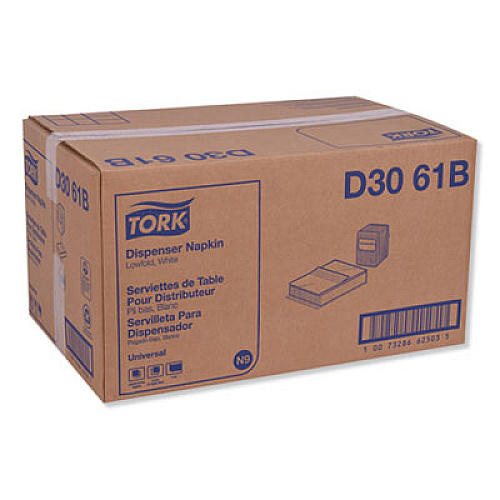 Tork Universal Lowfold Dispenser Napkins, 1-Ply, 7" x 12", White, 334/Pack, 24 Packs/Carton (D3061B)