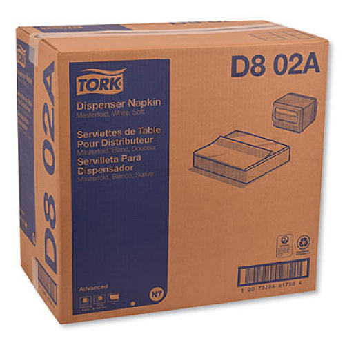 Tork Advanced Masterfold Dispenser Napkins, 1-Ply, 12 x 17, White, 6,000/Carton (D802A)