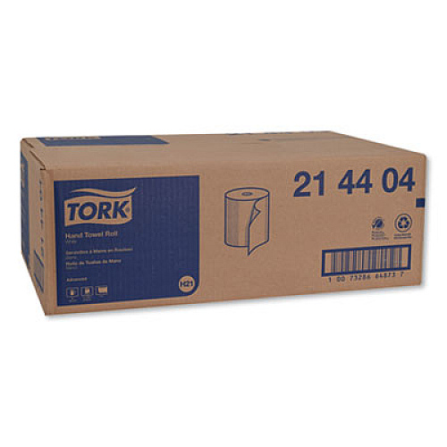 Tork HARDWOUND ROLL TOWEL, 8" X 1000 FT, WHITE, 6 ROLLS/CARTON (214404)