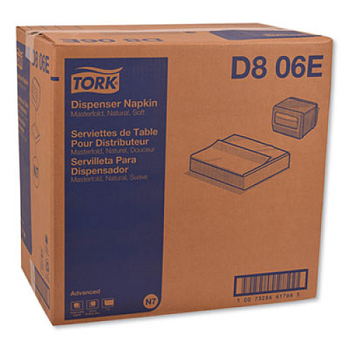 Tork Advanced Masterfold Dispenser Napkin, 1-Ply, 12 x 17, Natural, 500/Pack, 12 Packs/Carton (D806E)