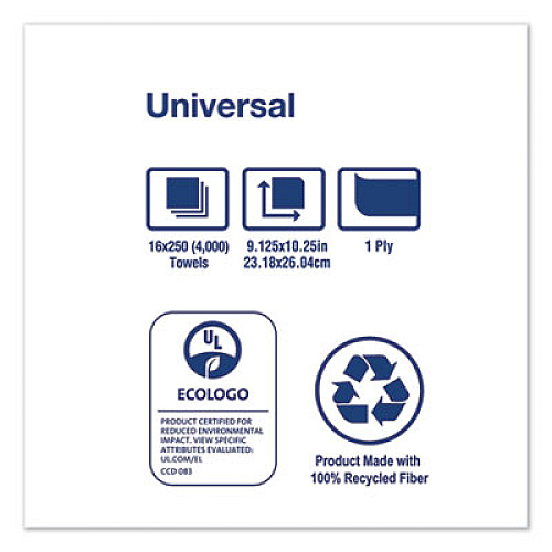 Tork Universal Singlefold Hand Towel, 9.13 x 10.25, Natural, 250/Pack, 16 Packs/Carton (SK1850A)