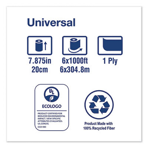 Tork Hardwound Roll Towel, 1-Ply, 7.88" x 1,000 ft, White, 6 Rolls/Carton (RB10002)