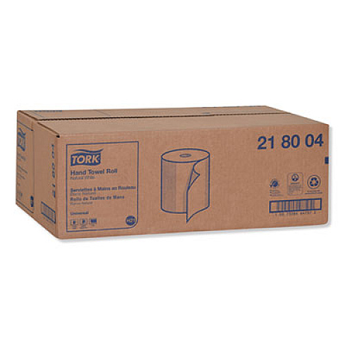 Tork Hardwound Roll Towels, 7.88" x 800 ft, Natural White, 6 Rolls/Carton (218004)