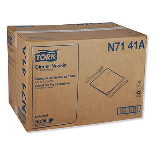 Tork Universal Dinner Napkins, 1-Ply, 17 x 17, 1/4 Fold, White, 4008/Carton (N7141A)