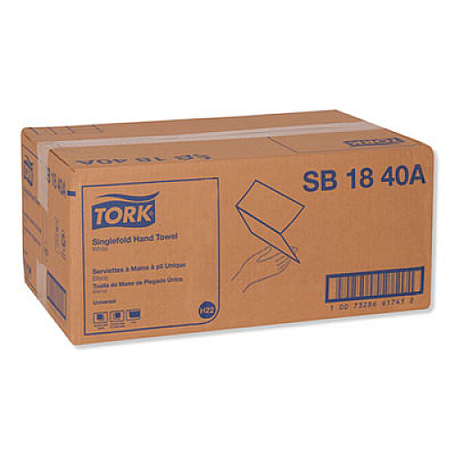 Tork Universal Singlefold Hand Towel, 9.13 x 10.25, White, 250/Pack,16 Packs/Carton (SB1840A)