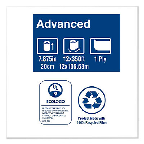 Tork Advanced Hardwound Roll Towel, 7.88" x 350 ft, White, 12 Rolls/Carton (RB350A)