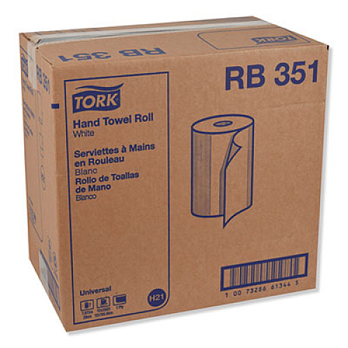 Tork Universal Hardwound Roll Towel, 7.88" x 350 ft, White, 12/Carton (RB351)