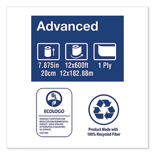 Tork Advanced Hardwound Roll Towel, One-Ply, 7.88" x 600 ft, White, 12 Rolls/Carton (RB600)