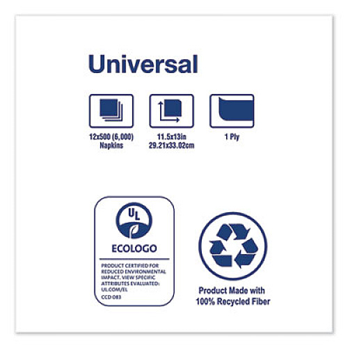 Tork Universal Luncheon Napkins, 1-Ply, 13" x 11.5", 1/4 Fold, Poly-Pack, White 6000/Carton (L3141)