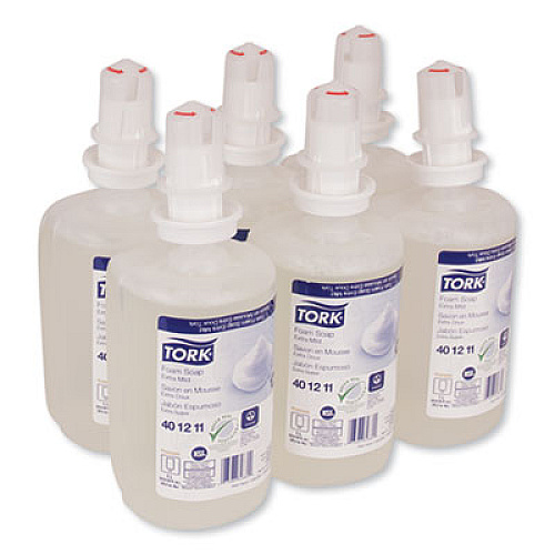 Tork Premium Extra Mild Foam Soap, Unscented, 1 L, 6/Carton (401211)