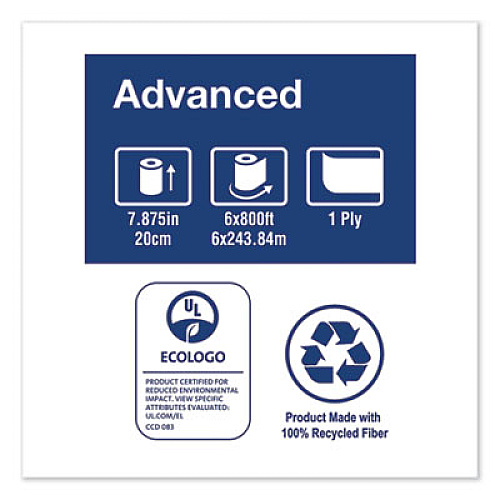 Tork Advanced Hardwound Roll Towel, 1-Ply, 7.88" x 800 ft, White, 6 Rolls/Carton (RB800)