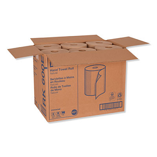 Tork Universal Hardwound Roll Towel, 7.88" x 600 ft, Natural, 12/Carton (RK600E)