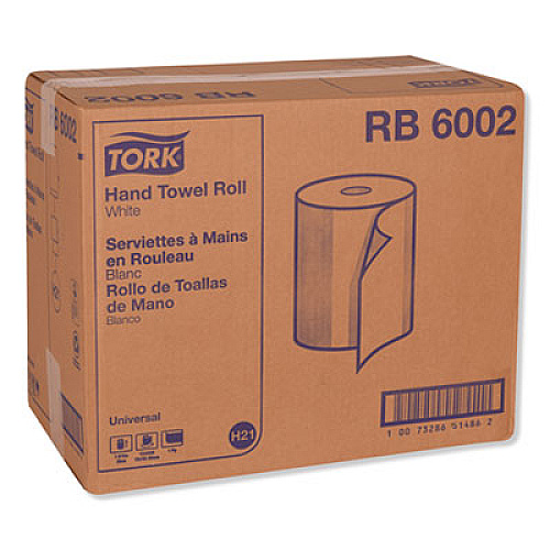 Tork Universal Hand Towel Roll, 7.88" x 600 ft, White, 12 Rolls/Carton (RB6002)