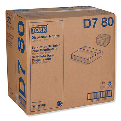 Tork Universal Masterfold Dispenser Napkins, 1-Ply, 13 x 12, White, 6,000/Carton (D780)