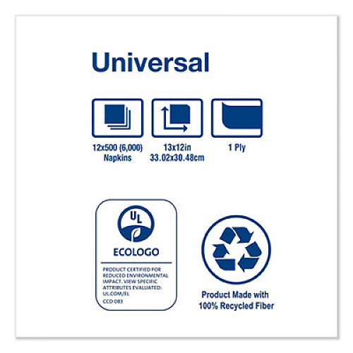 Tork Universal Masterfold Dispenser Napkins, 1-Ply, 13 x 12, White, 6,000/Carton (D780)
