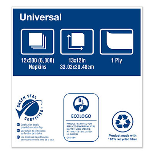 Tork Universal Masterfold Dispenser Napkins, 1-Ply, 13 x 12, Natural, 6,000/Carton (D786E)