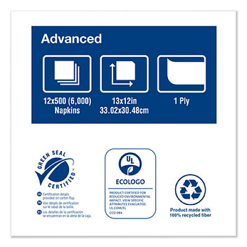 Tork Advanced Soft Minifold Dispenser Napkins, 1-Ply, 13 x 12, Natural, 6,000/Carton (D826E)