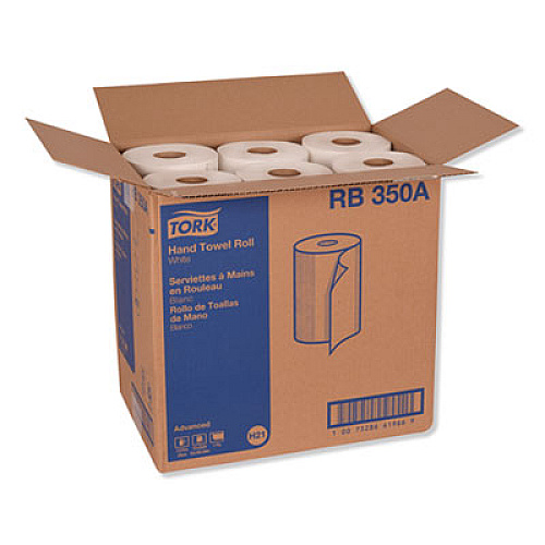 Tork Advanced Hardwound Roll Towel, 7.88" x 350 ft, White, 12 Rolls/Carton (RB350A)
