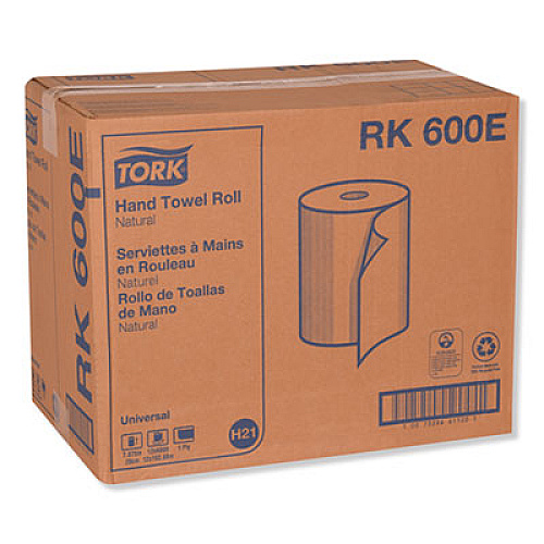 Tork Universal Hardwound Roll Towel, 7.88" x 600 ft, Natural, 12/Carton (RK600E)