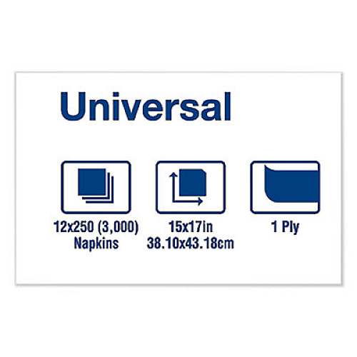 Tork Universal Dinner Napkins, 1-Ply, 15 x 17, 1/8 Fold, White, 3000/Carton (N5181A)