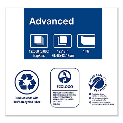 Tork Advanced Masterfold Dispenser Napkin, 1-Ply, 12 x 17, Natural, 500/Pack, 12 Packs/Carton (D806E)