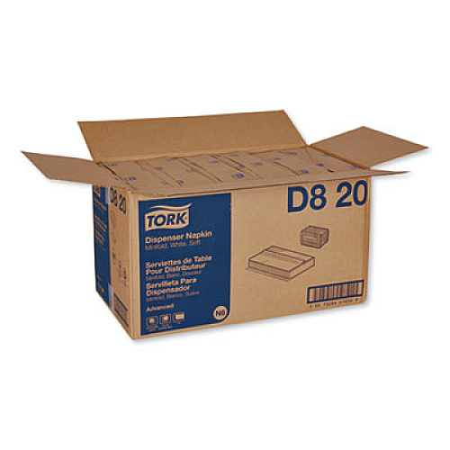 Tork Advanced Soft Minifold Dispenser Napkins, 1-Ply, 13 x 12, White, 6,000/Carton (D820)