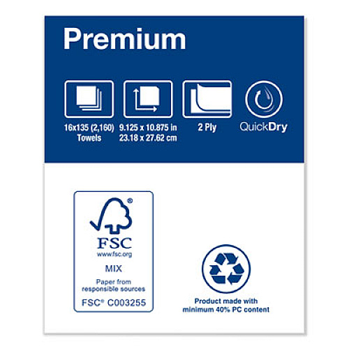 Tork PREMIUM SOFT XPRESS 3-PANEL MULTIFOLD HAND TOWELS, 9.13 X 10.88, 135/PACKS, 16 PACKS/CARTON (MB578)