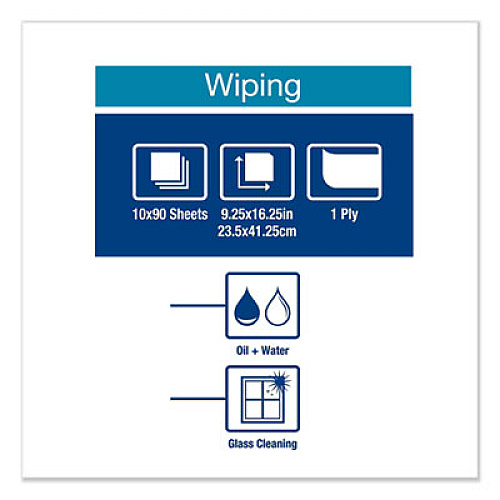 Tork Heavy-Duty Paper Wiper, 1-Ply, 9.25 x 16.25, Unscented, White, 90 Wipes/Box, 10 Boxes/Carton (450175)