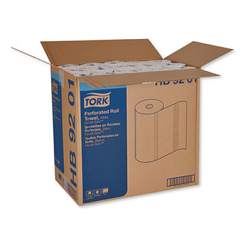Tork Handi-Size Perforated Kitchen Roll Towel, 2-Ply, 11 x 6.75, White, 120/Roll, 30/Carton (HB9201)