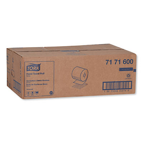 Tork Universal Hand Towel Roll, Notched, 1-Ply, 7.5 x 10, White, 756/Roll, 6/Carton (7171600)